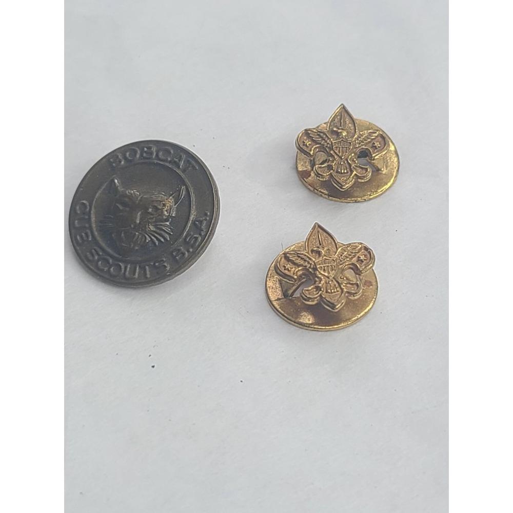Vintage Boy Scouts Of America Metal Pins Bobcat Cub Scout Lot of 3